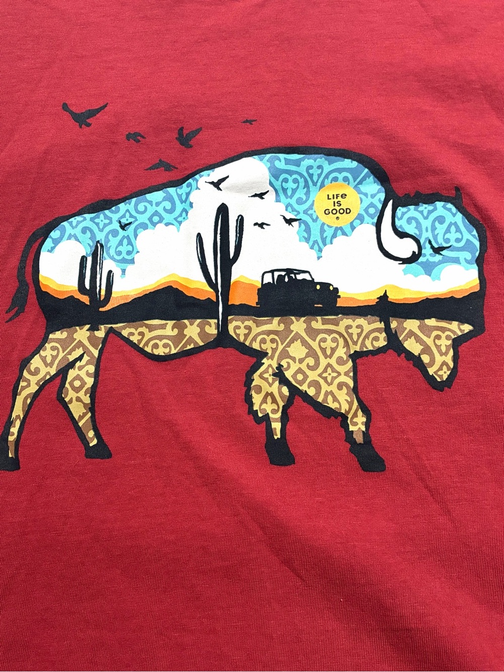Life Is Good Men’s XXL Buffalo Desert Graphic Tee Red Cotton - Picture 2 of 4